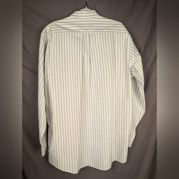 L.L. Bean size 17 dress shirt excellent quality light blue/green stripes - Picture 5 of 5